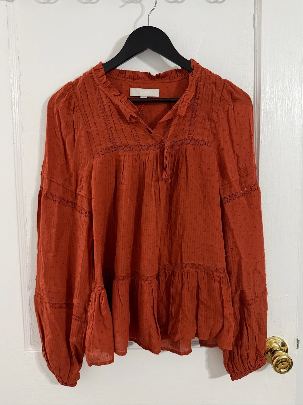 LOFT Rust Orange Long-Sleeve Blouse